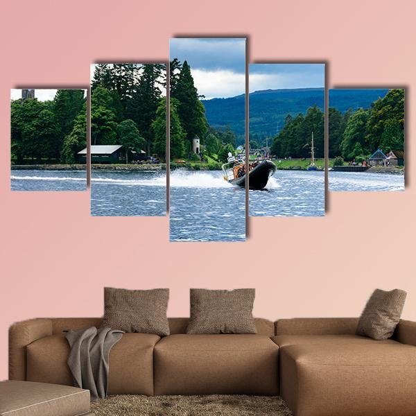 View Of Loch Ness In Scotland Canvas Wall Art-5 Star-Gallery Wrap-62" x 32"-Tiaracle