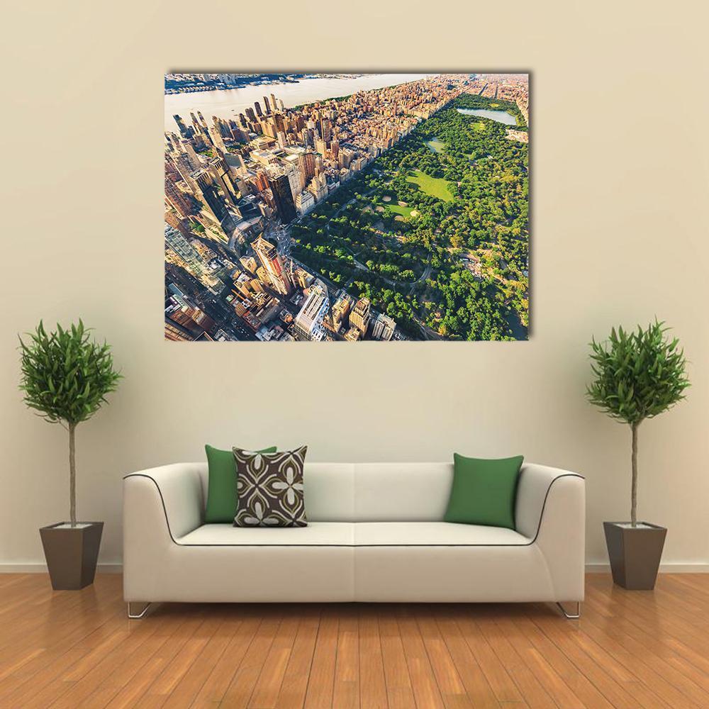View Of Manhattan Canvas Wall Art-1 Piece-Gallery Wrap-36" x 24"-Tiaracle