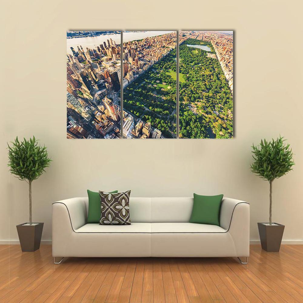 View Of Manhattan Canvas Wall Art-3 Horizontal-Gallery Wrap-37" x 24"-Tiaracle