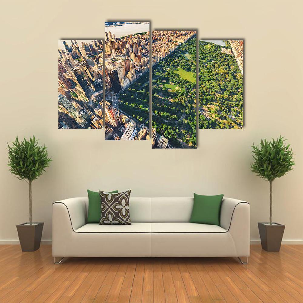 View Of Manhattan Canvas Wall Art-4 Pop-Gallery Wrap-50" x 32"-Tiaracle