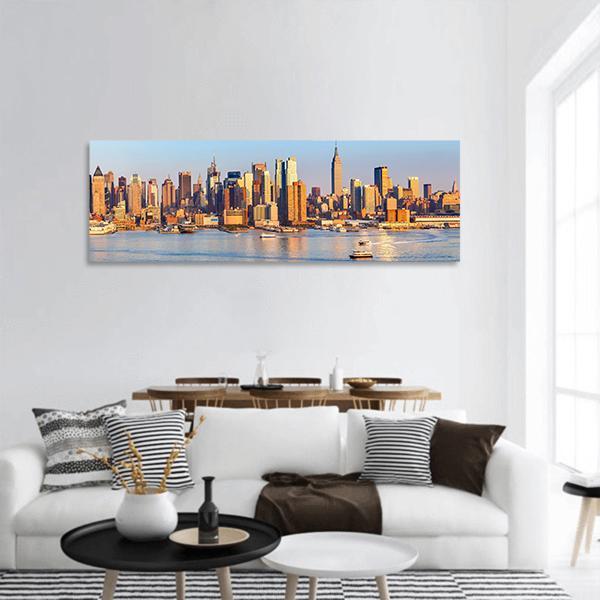 View Of Manhattan Panoramic Canvas Wall Art-1 Piece-36" x 12"-Tiaracle