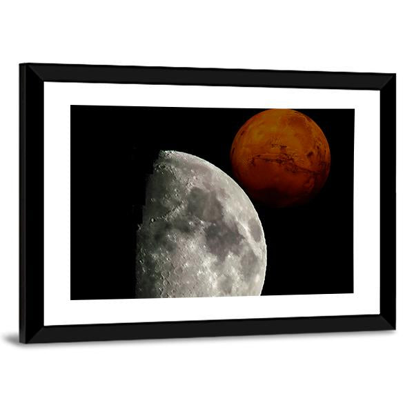 View Of Mars From Moon Canvas Wall Art-3 Horizontal-Gallery Wrap-25" x 16"-Tiaracle