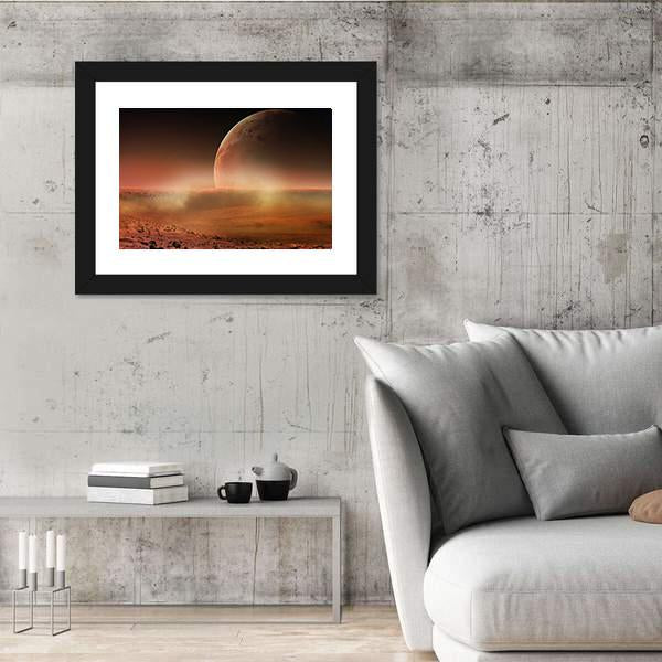 View Of Mars From Phobos Canvas Wall Art-3 Horizontal-Gallery Wrap-25" x 16"-Tiaracle