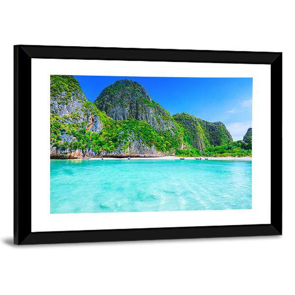 View Of Maya Bay Phi Phi Island Canvas Wall Art-3 Horizontal-Gallery Wrap-25" x 16"-Tiaracle