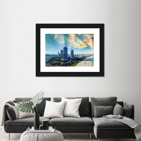 View Of Miami Beach Canvas Wall Art-3 Horizontal-Gallery Wrap-25" x 16"-Tiaracle