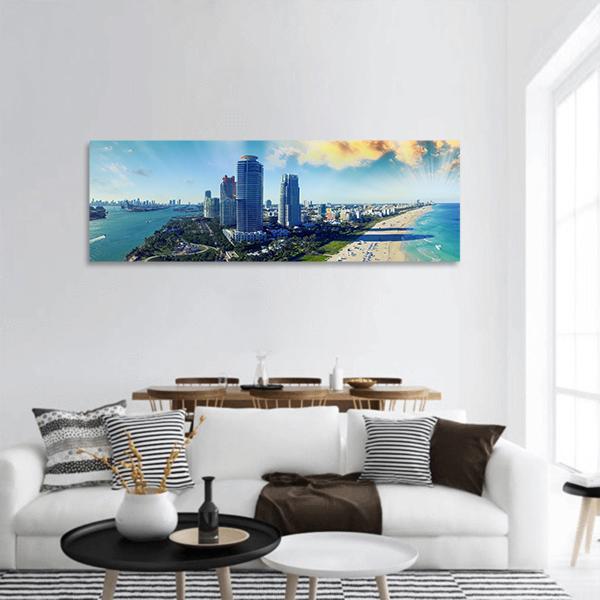 View Of Miami Beach In Florida Panoramic Canvas Wall Art-1 Piece-36" x 12"-Tiaracle