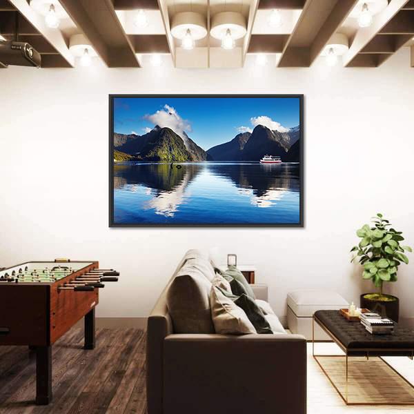View Of Milford Sound Canvas Wall Art-3 Horizontal-Gallery Wrap-25" x 16"-Tiaracle