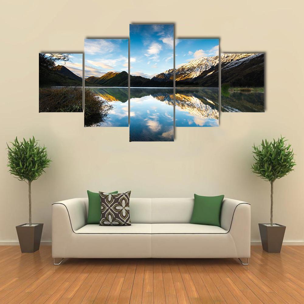View Of Moke Lake Near Queenstown Canvas Wall Art-5 Star-Gallery Wrap-62" x 32"-Tiaracle