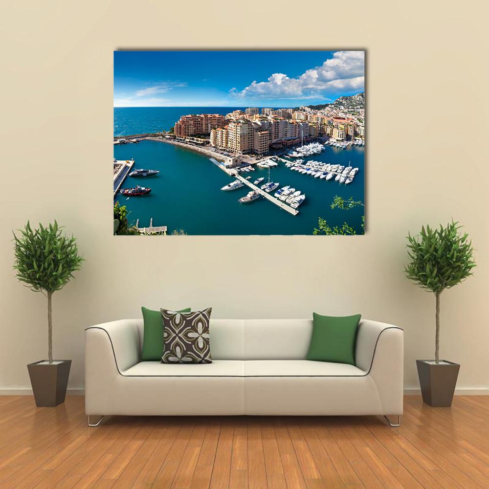 View Of Monte Carlo Harbour In Monaco Canvas Wall Art-1 Piece-Gallery Wrap-36" x 24"-Tiaracle