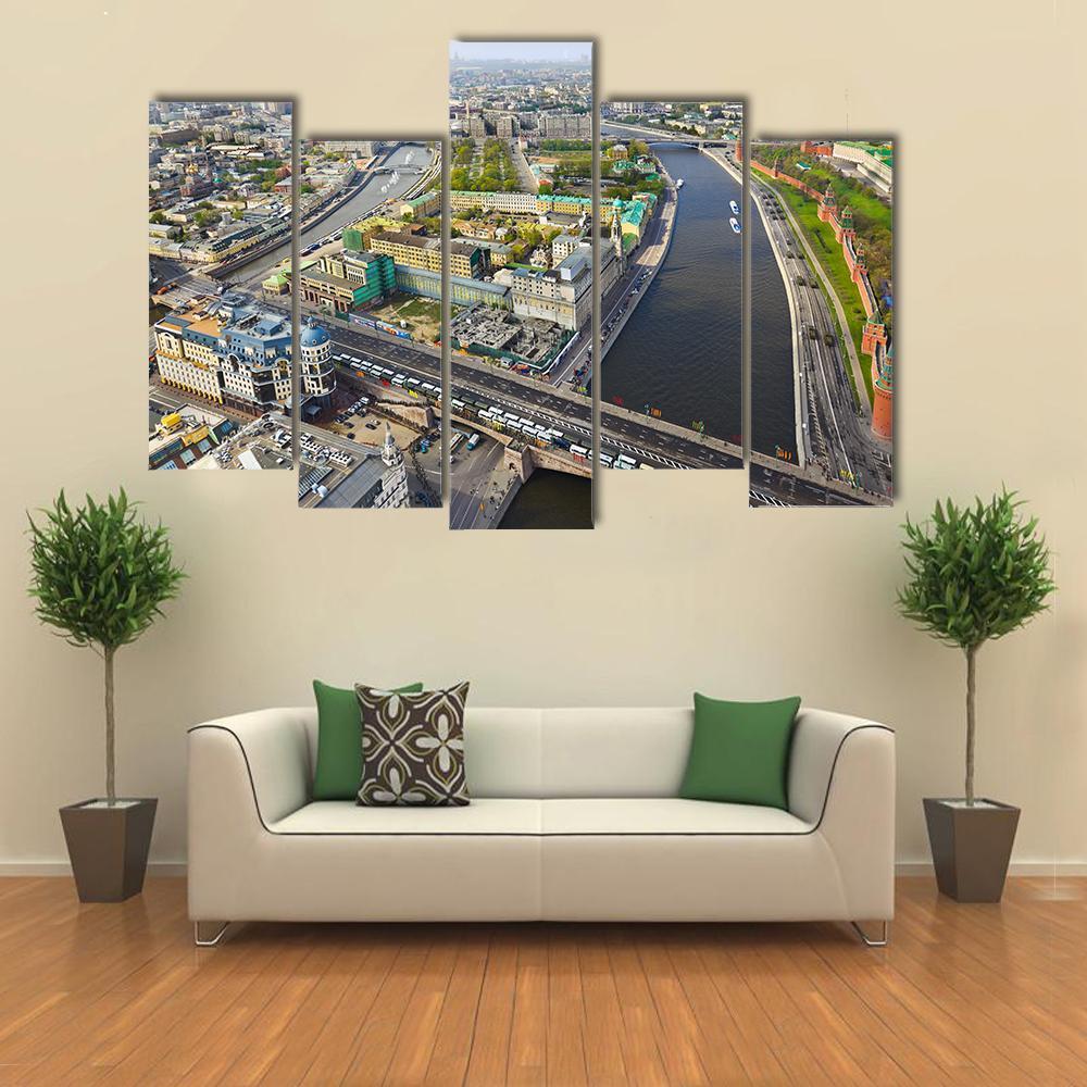 Moscow Aerial View Canvas Wall Art-5 Pop-Gallery Wrap-47" x 32"-Tiaracle