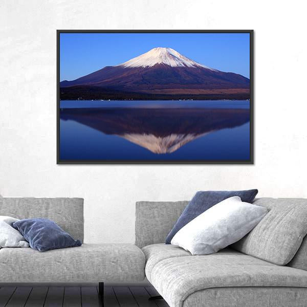 View Of Mount Fuji With Mirror Reflection In Lake Canvas Wall Art-3 Horizontal-Gallery Wrap-25" x 16"-Tiaracle