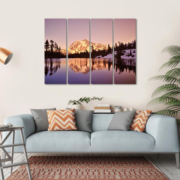 Mount Shuksan With Lake Canvas Wall Art-4 Horizontal-Gallery Wrap-34" x 24"-Tiaracle