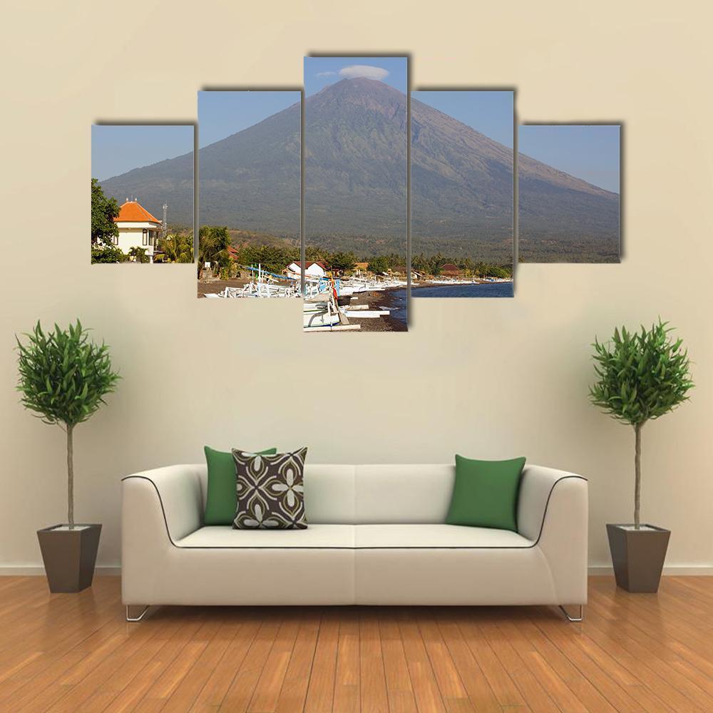 View Of Mountain In Indonesia Canvas Wall Art-5 Star-Gallery Wrap-62" x 32"-Tiaracle