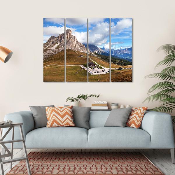 View Of Mountains In Cloudy Day Canvas Wall Art-4 Horizontal-Gallery Wrap-34" x 24"-Tiaracle