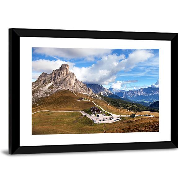 View Of Mountains In Cloudy Day Canvas Wall Art-3 Horizontal-Gallery Wrap-25" x 16"-Tiaracle