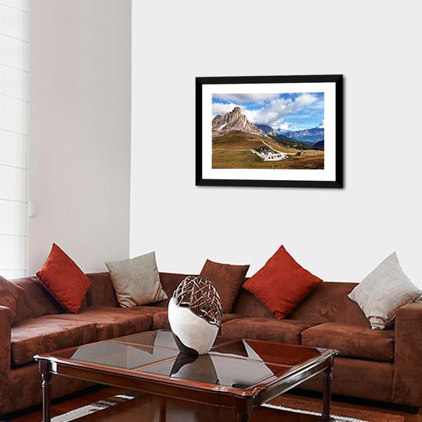 View Of Mountains In Cloudy Day Canvas Wall Art-3 Horizontal-Gallery Wrap-25" x 16"-Tiaracle
