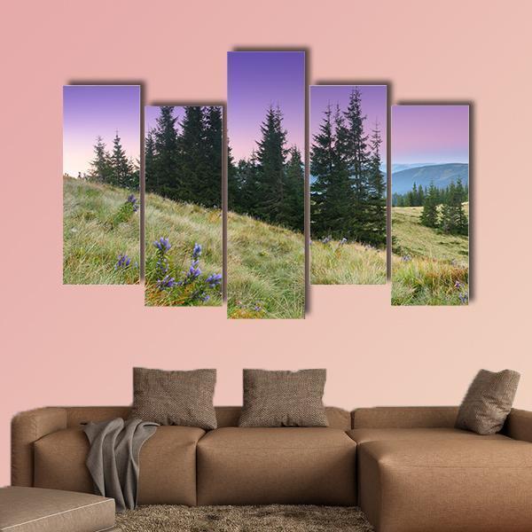 View Of Mountains Landscape Canvas Wall Art-5 Pop-Gallery Wrap-47" x 32"-Tiaracle