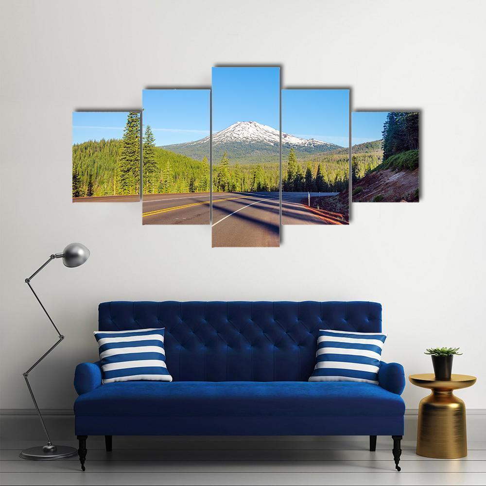 View Of Mt Bachelor Canvas Wall Art-5 Star-Gallery Wrap-62" x 32"-Tiaracle