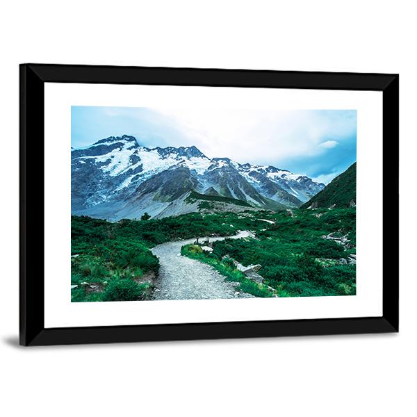 View Of Mt Cook With Stream Flowing Canvas Wall Art-5 Horizontal-Gallery Wrap-22" x 12"-Tiaracle