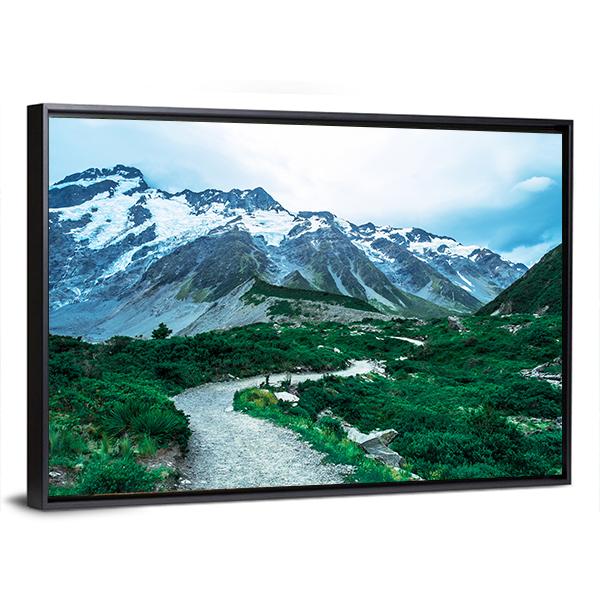 View Of Mt Cook With Stream Flowing Canvas Wall Art-5 Horizontal-Gallery Wrap-22" x 12"-Tiaracle