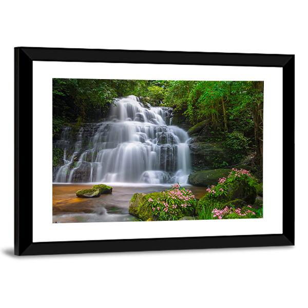 View Of Mun Daeng Waterfall Canvas Wall Art-5 Horizontal-Gallery Wrap-22" x 12"-Tiaracle