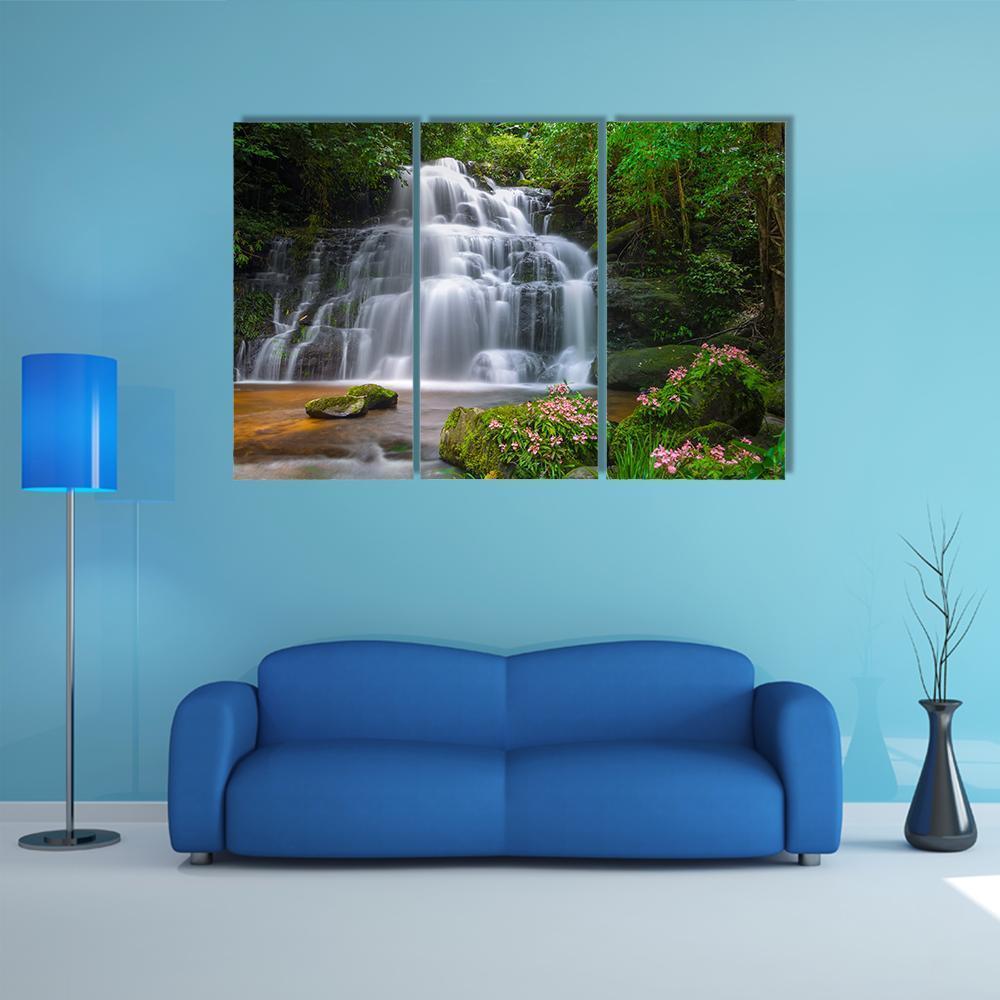 View Of Mun Daeng Waterfall Canvas Wall Art-3 Horizontal-Gallery Wrap-37" x 24"-Tiaracle