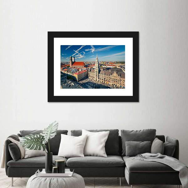 View Of Munchen Marienplatz Canvas Wall Art-3 Horizontal-Gallery Wrap-25" x 16"-Tiaracle