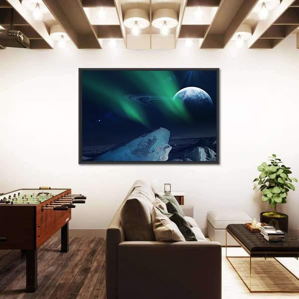 View Of Neptune From Triton Canvas Wall Art-3 Horizontal-Gallery Wrap-25" x 16"-Tiaracle