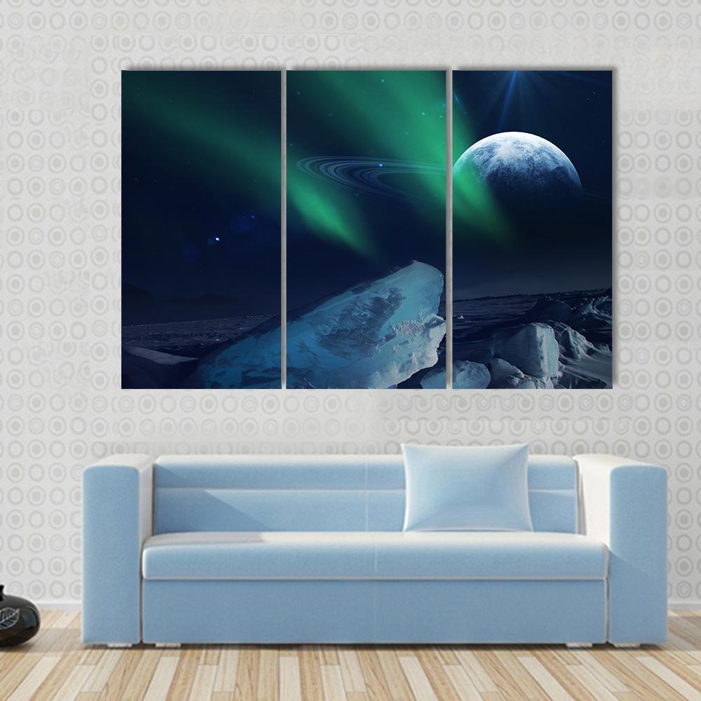 View Of Neptune From Triton Canvas Wall Art-3 Horizontal-Gallery Wrap-37" x 24"-Tiaracle