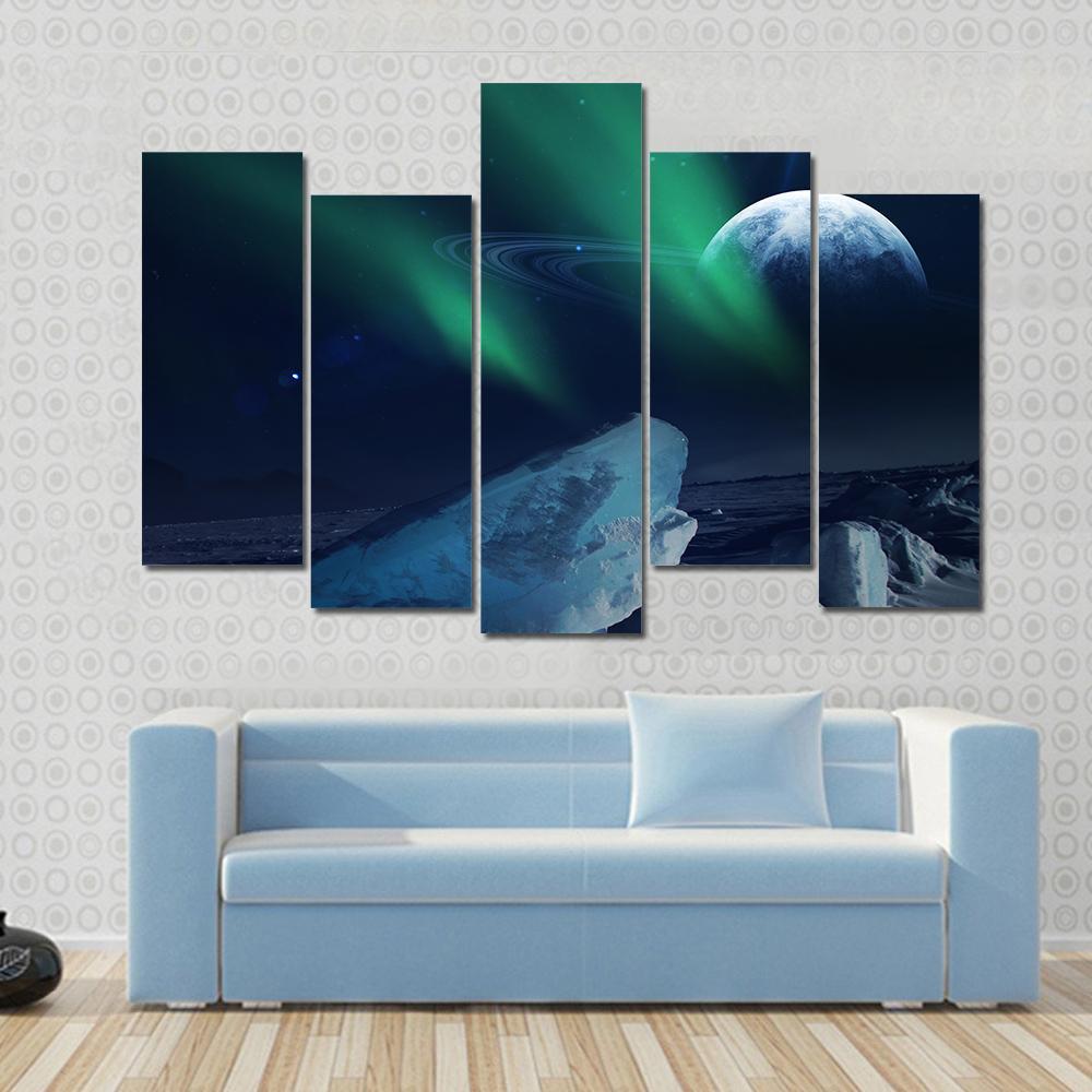 View Of Neptune From Triton Canvas Wall Art-5 Pop-Gallery Wrap-47" x 32"-Tiaracle