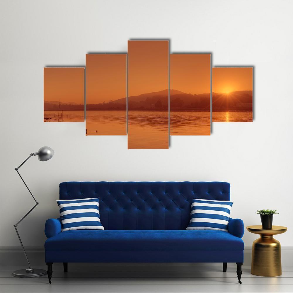 View Of Nile River At Sunset In Egypt Canvas Wall Art-5 Star-Gallery Wrap-62" x 32"-Tiaracle