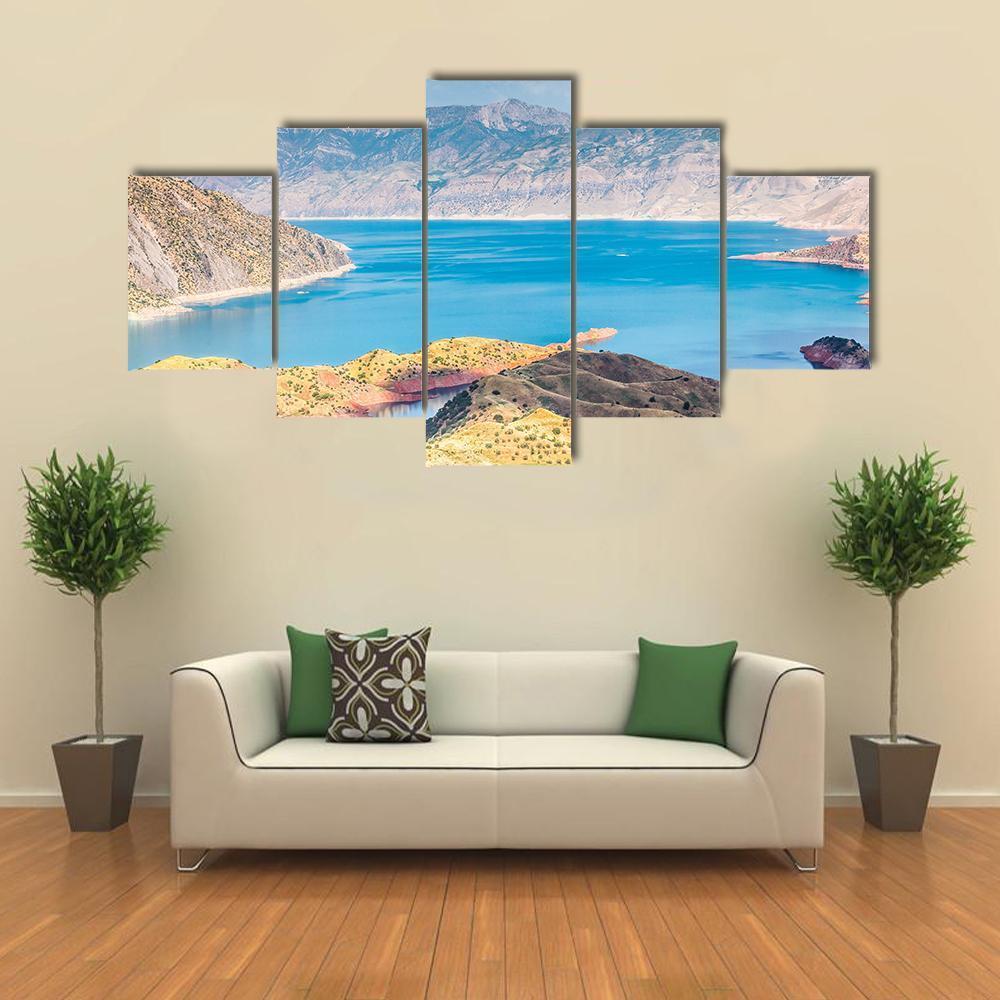 Nurek Reservoir Tajikistan Canvas Wall Art-5 Star-Gallery Wrap-62" x 32"-Tiaracle