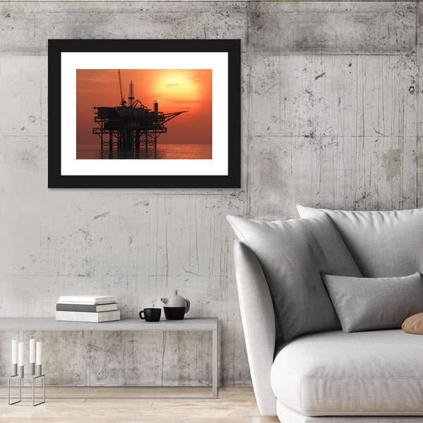 View Of Oil Rig Canvas Wall Art-3 Horizontal-Gallery Wrap-25" x 16"-Tiaracle