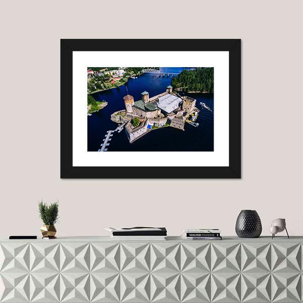 View Of Olavinlinna Medieval Castle Canvas Wall Art-1 Piece-Framed Print-20" x 16"-Tiaracle