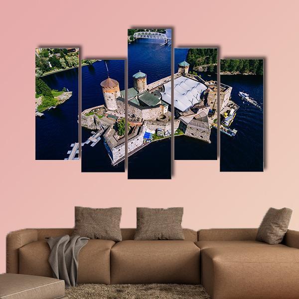 View Of Olavinlinna Medieval Castle Canvas Wall Art-5 Pop-Gallery Wrap-47" x 32"-Tiaracle