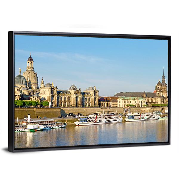 View Of Old Dresden Over The River Elbe Canvas Wall Art-3 Horizontal-Gallery Wrap-25" x 16"-Tiaracle