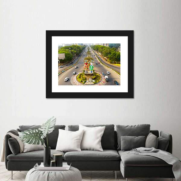 View Of Ondel-Ondel Monument Canvas Wall Art-3 Horizontal-Gallery Wrap-25" x 16"-Tiaracle