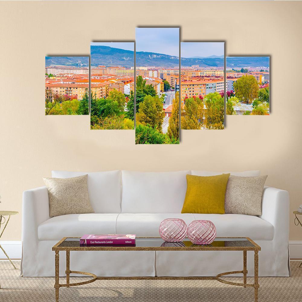 View Of Pamplona Canvas Wall Art-5 Star-Gallery Wrap-62" x 32"-Tiaracle