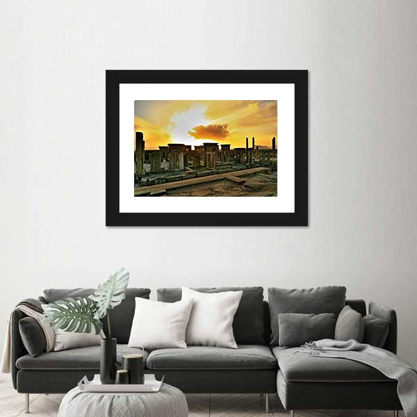 View Of Persepolis At Sunset In Iran Canvas Wall Art-3 Horizontal-Gallery Wrap-25" x 16"-Tiaracle