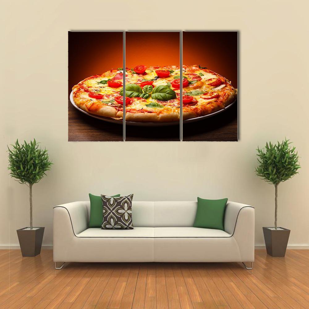 View Of Pizza Canvas Wall Art-3 Horizontal-Gallery Wrap-37" x 24"-Tiaracle