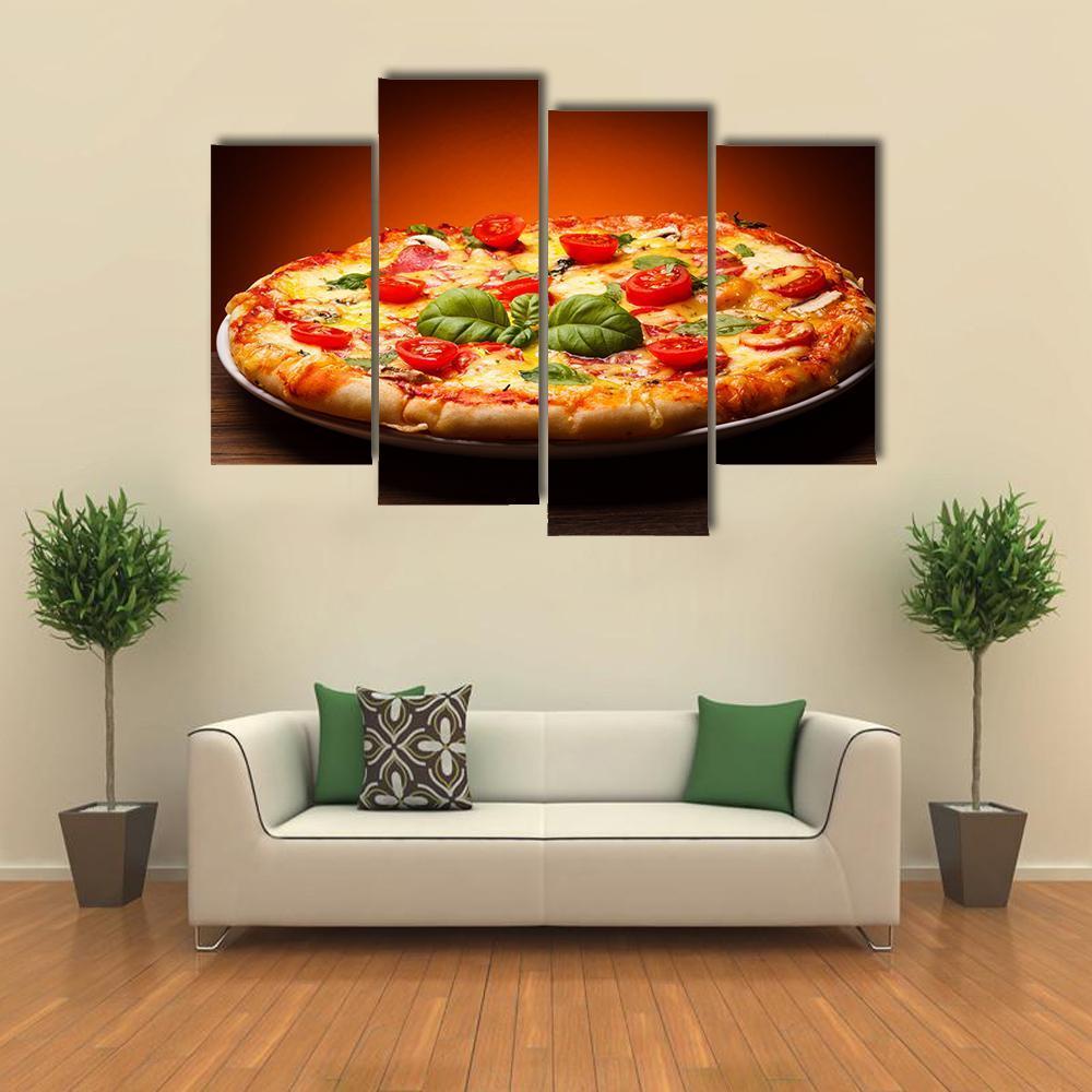 View Of Pizza Canvas Wall Art-4 Pop-Gallery Wrap-50" x 32"-Tiaracle