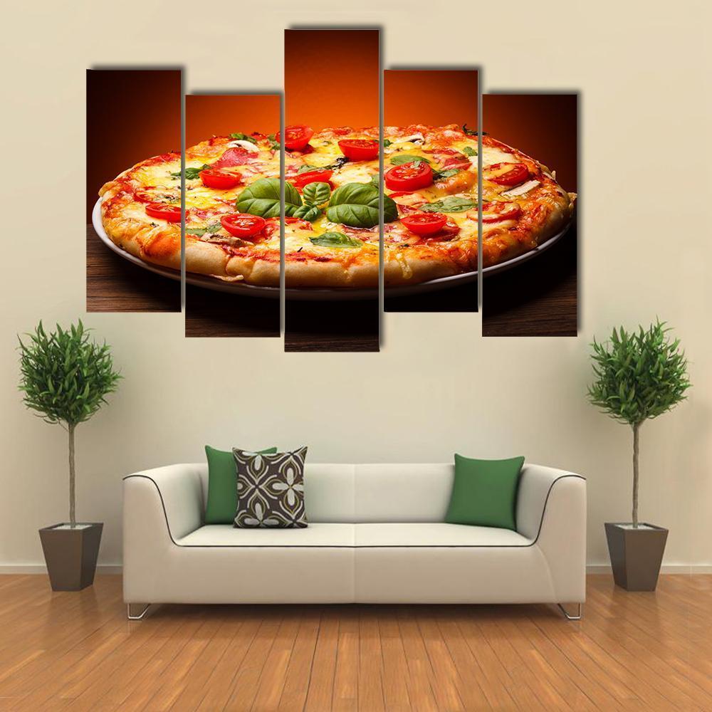 View Of Pizza Canvas Wall Art-5 Pop-Gallery Wrap-47" x 32"-Tiaracle