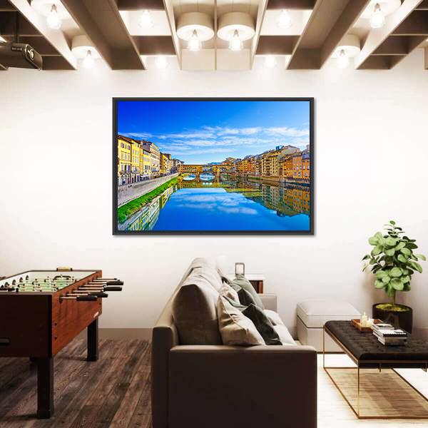 View Of Ponte Vecchio Florence Canvas Wall Art-3 Horizontal-Gallery Wrap-25" x 16"-Tiaracle