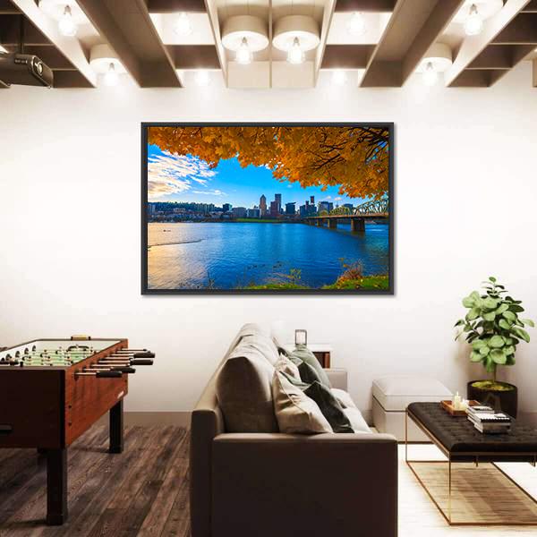 View Of Portland Canvas Wall Art-5 Horizontal-Gallery Wrap-22" x 12"-Tiaracle