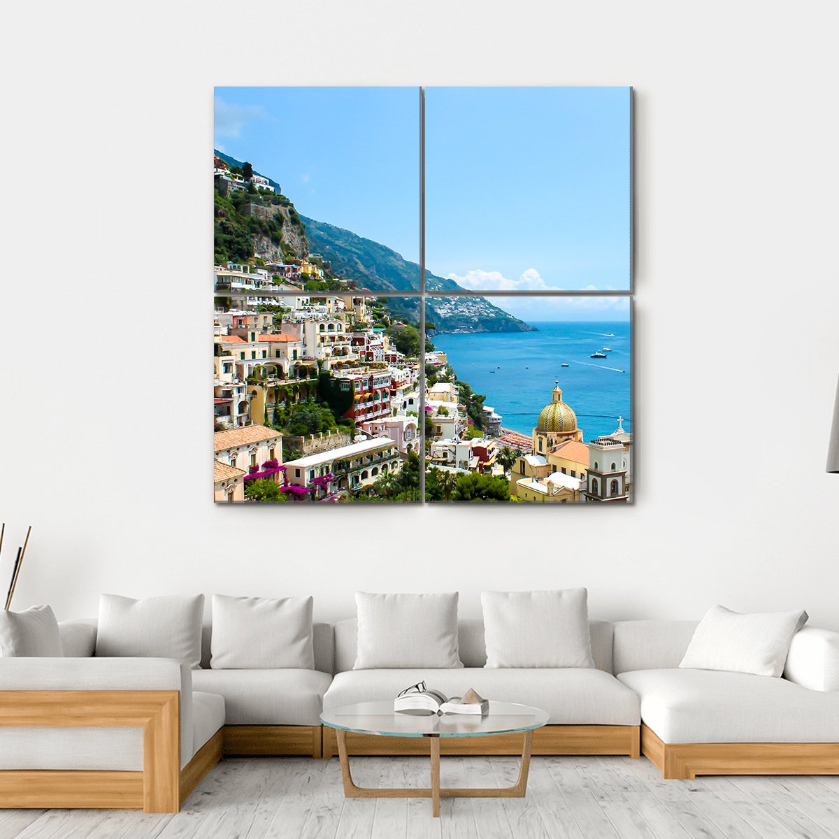 View Of Positano Town On The Amalfi Coast Canvas Wall Art-4 Square-Gallery Wrap-17" x 17"-Tiaracle