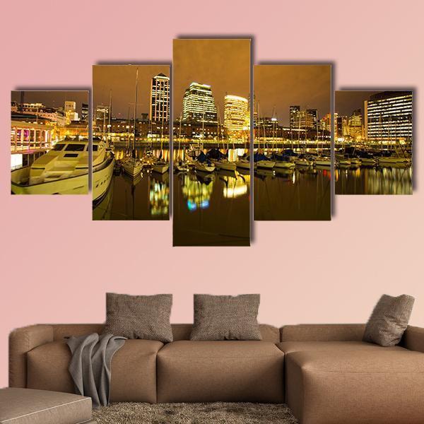 View Of Puerto Madero In Buenos Aires Canvas Wall Art-5 Star-Gallery Wrap-62" x 32"-Tiaracle
