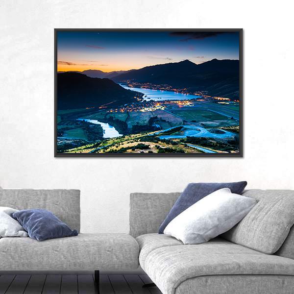 View Of Queenstown New Zealand Canvas Wall Art-5 Horizontal-Gallery Wrap-22" x 12"-Tiaracle