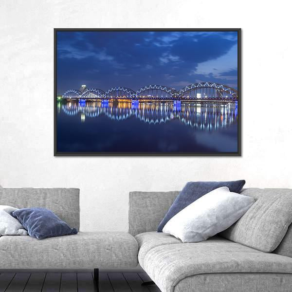 View Of Rail Bridge Canvas Wall Art-3 Horizontal-Gallery Wrap-25" x 16"-Tiaracle