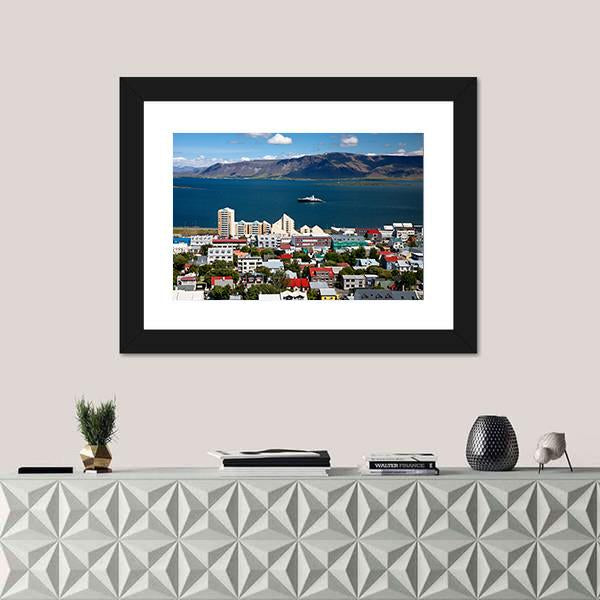 view of Reykjavik In Iceland Canvas Wall Art-1 Piece-Framed Print-20" x 16"-Tiaracle