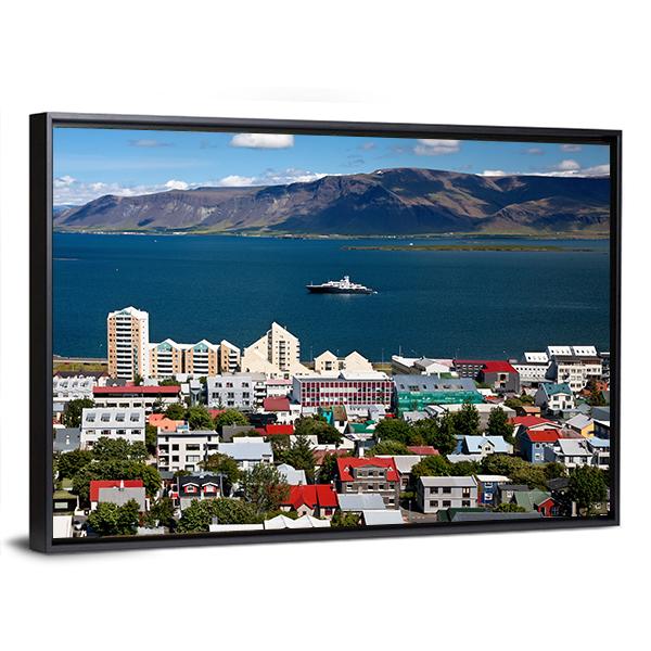 view of Reykjavik In Iceland Canvas Wall Art-3 Horizontal-Gallery Wrap-25" x 16"-Tiaracle